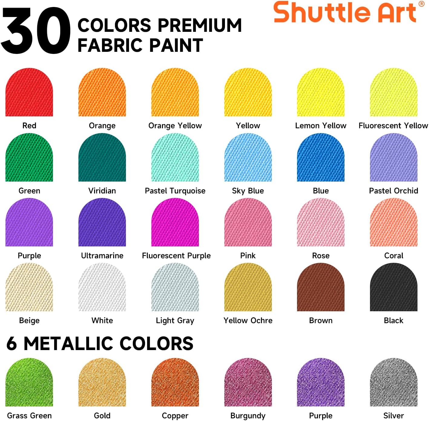 Fabric Paint - Set of 30 Colors (60ml/2oz)