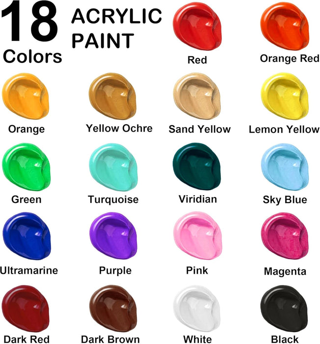 Acrylic Paint, 8.12oz/240ml Bottle - Set of 18