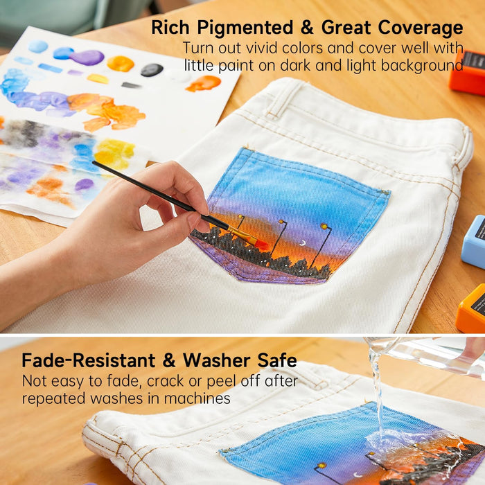 Permanent Fabric Paint Set 50ml/Bottle Textile Acrylic Paints for