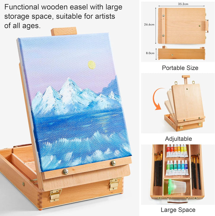 Easel Foldable Table Top With Support For Canvas Painting Crafts
