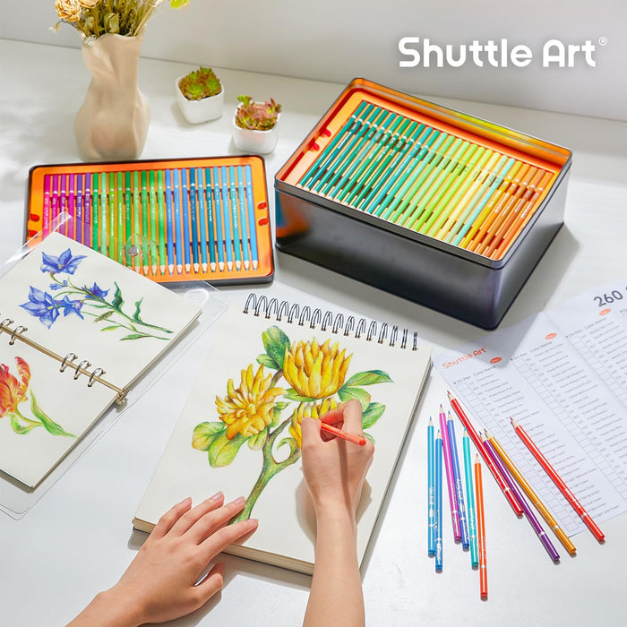  Shuttle Art Colored Pencils and Sketch Pad Bundle, Set of 138  Colors Professional Colored Pencils + 260 Sheets Sketch Pad : Arts, Crafts  & Sewing