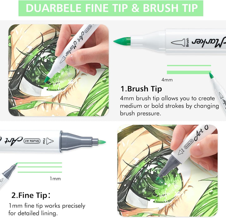 Dual Tip Brush & Chisel Tip Art Marker - Set of 50 Colors plus 1