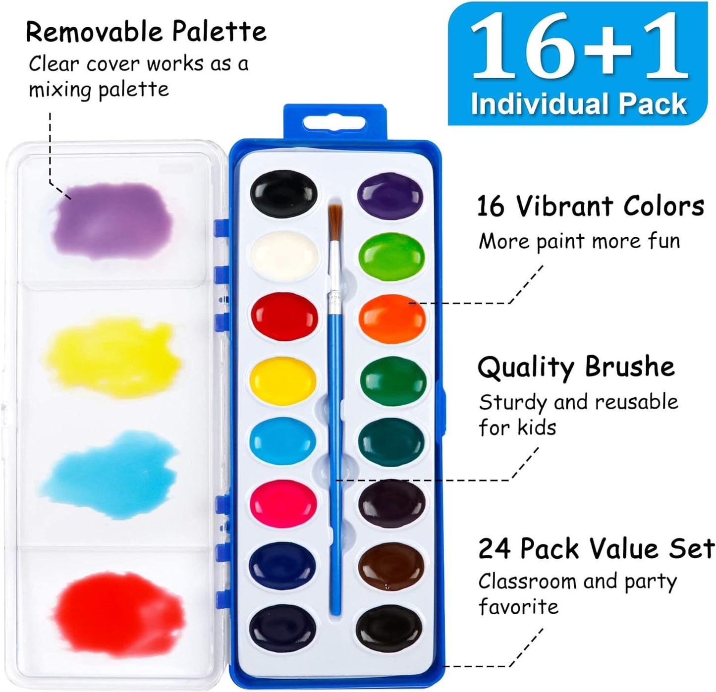 Watercolor Paint Set Bulk -Set of 24 (16 Colors )