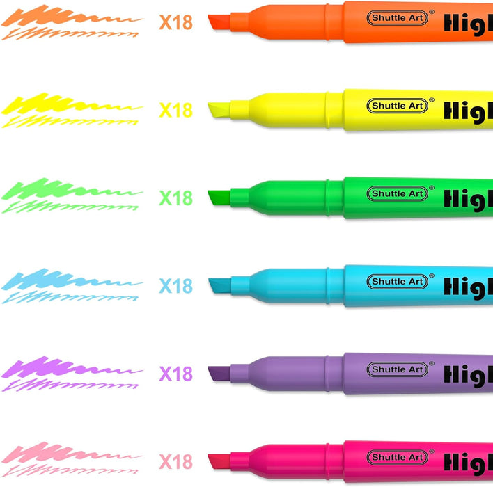 Highlighters Assorted Colors, 6 Colors - Set of 108