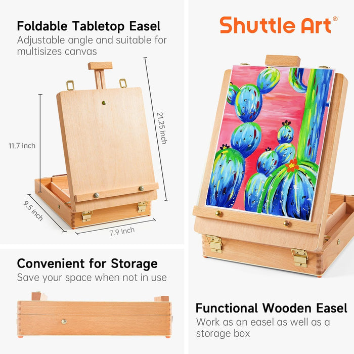 Acrylic Painting Set - 59 Pack with Wood Easel