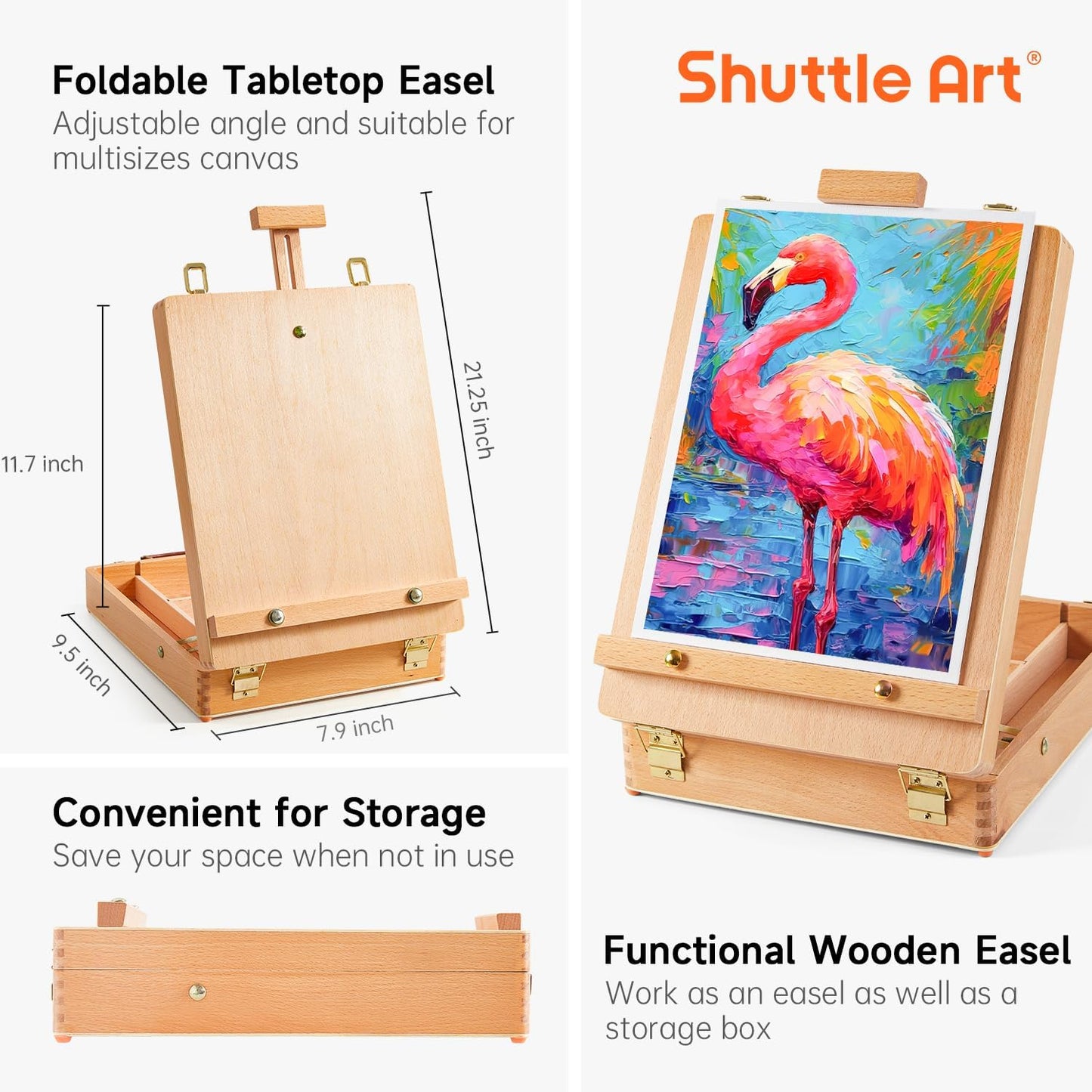 Acrylic Painting Set - 65 Pack with Wooden Easel