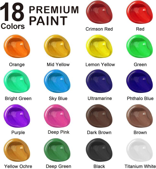 Acrylic Paint, 120ml Bags - Set of 18