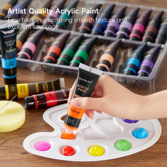 Acrylic Paint, 30*36ml Tubes and 18 tools - Set of 48