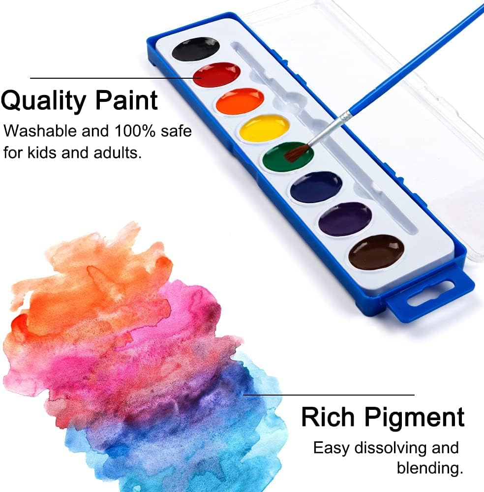 Watercolor Paint Set Bulk - Set of 40 (8 Colors)