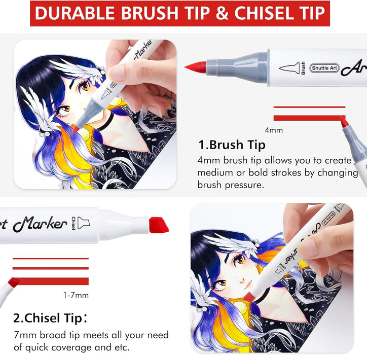 Dual-Tipped Permanent Markers, Chisel and Fine Tips