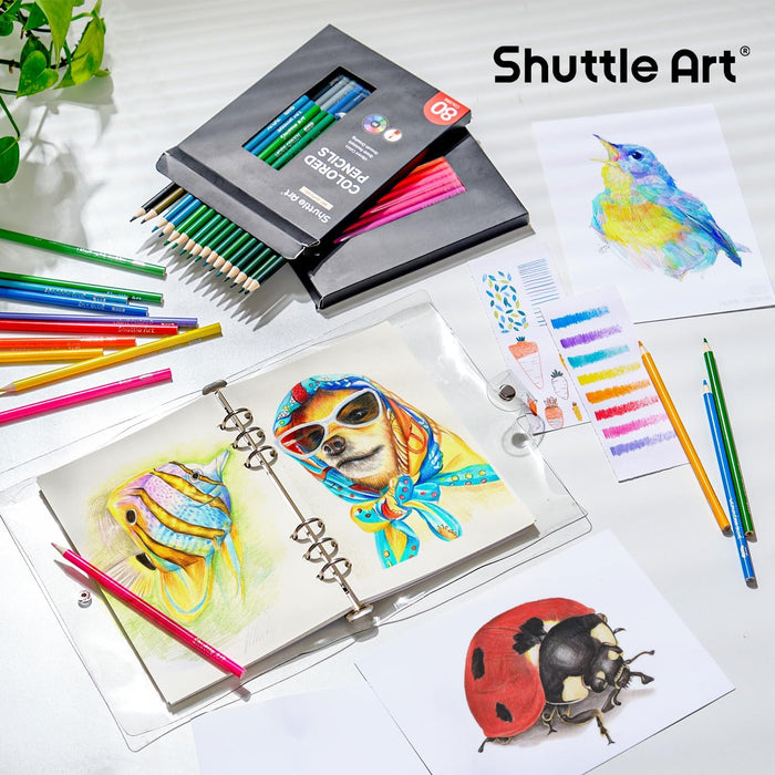 80 Colored Pencils, Shuttle Art Soft Core Coloring Pencils with Coloring Book, Sketch Pad and Sharpener, Premium Color Pencils for Adult Coloring, Ske