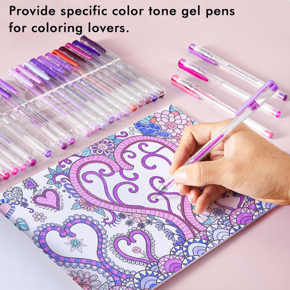 Pink Purple Gel Pens- Set of 30 with 30 Refills