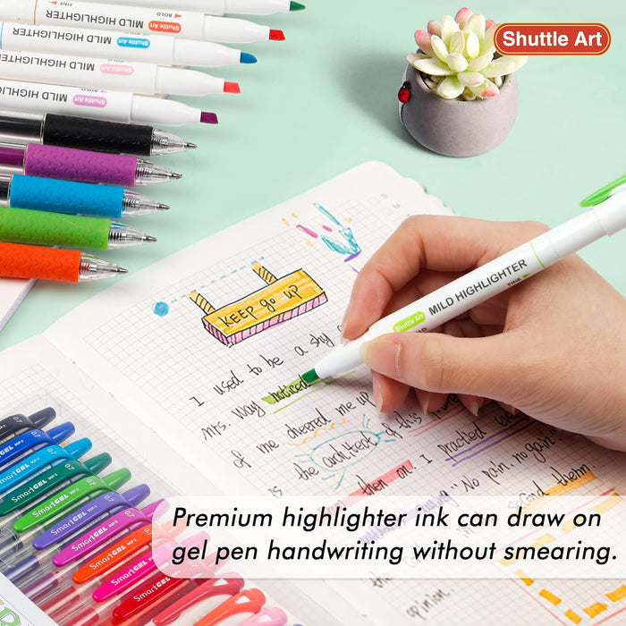 Journaling Kit - Set of 20 (10 Colors Highlighters & 10 Colors Retractable Gel Ink Pens)