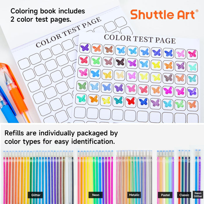 Soucolor Gel Pens for Adult Coloring Books Deluxe 120 Pack-60 Colored Gel  Pen