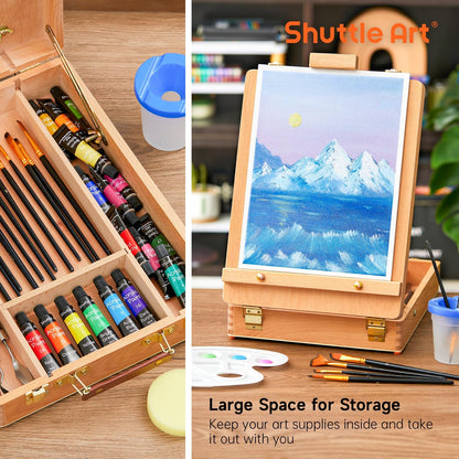 Acrylic Painting Set - 65 Pack with Wooden Easel