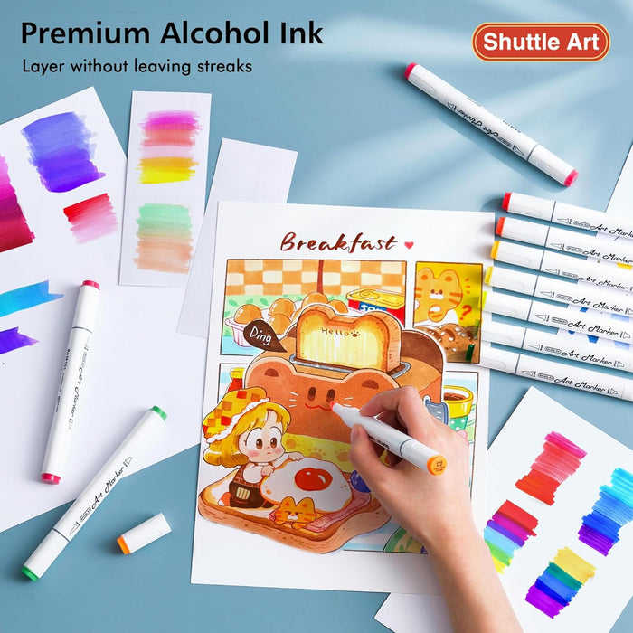 30 Colors Dual Tip Alcohol Based Art Markers,Shuttle Art Alcohol Marker Pens  Perfect for Kids Adult Coloring Books Sketching