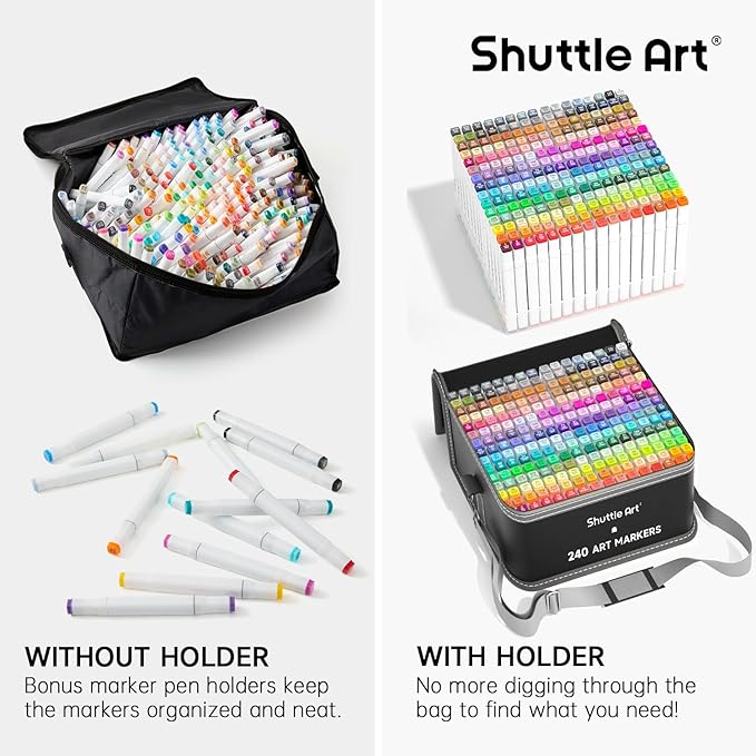 Shuttle Art 15 Colors Grey Tones Dual Tip Art Marker