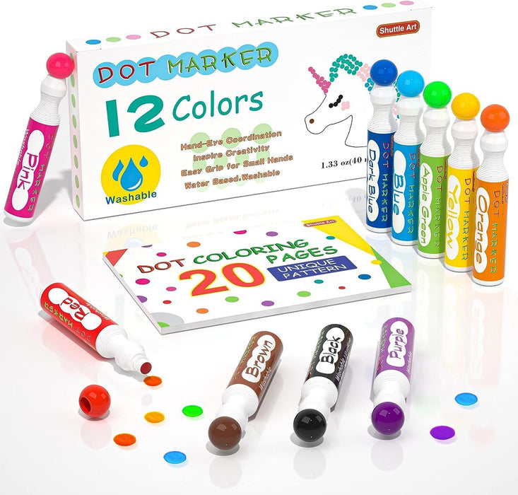 Safe and Washable Inks 8 Colors DOT Markers for Drawing Toys Set