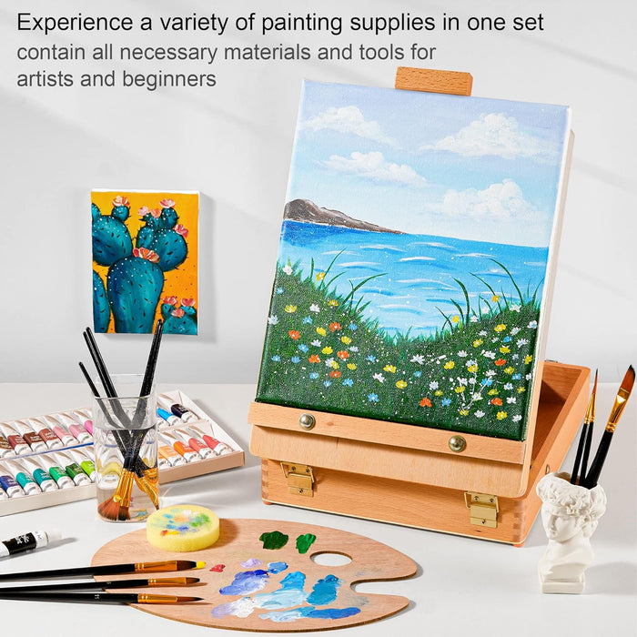 Acrylic Painting Set, Shuttle Art 59 Pack Professional Painting Supplies  with Wood Tabletop Easel, 30 Colors Acrylic Paint, Canvas, Brushes,  Palette, Complete Painting Kit for Kids, Adults, Artists 
