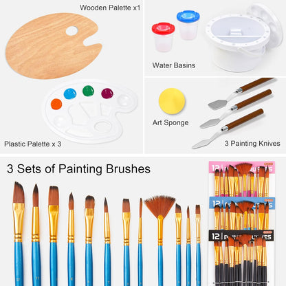 Artist Painting Set - 168 Pack with  Wooden Easels