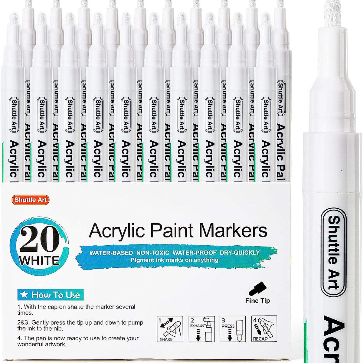 White Acrylic Paint markers - Set of 20 — Shuttle Art