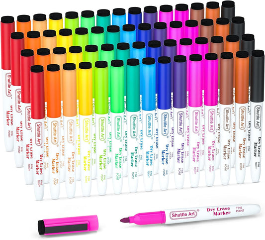 Dry Erase Markers, 15 Colors - Set of 60