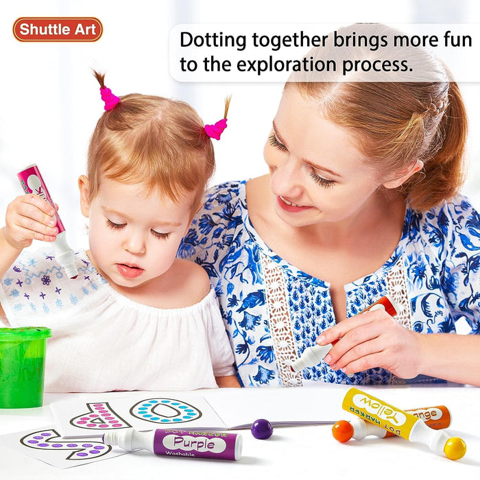 Shuttle Art Dot Markers, 30 Colors Washable for Toddlers with Free Activity  Book