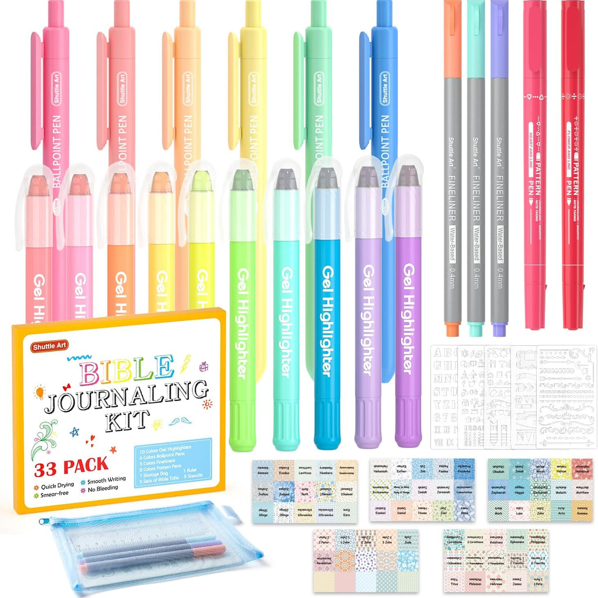 Bible Study Kit With Gel Highlighters and Pens No Bleed Through, Amazing  Bible Safe Highlighters and Pens Fine Tip Kit Planner Set Gifts 