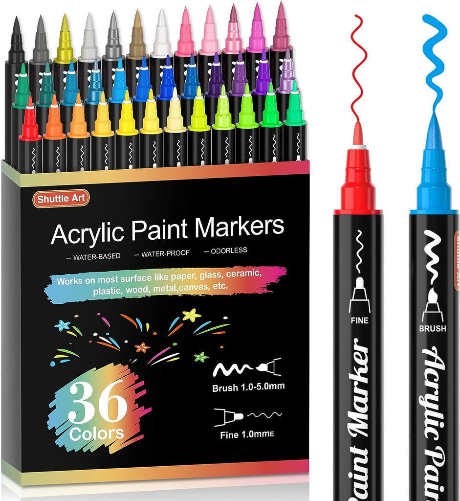54 Colors Acrylic Paint Shuttle Art Acrylic Paint set with 12 Paint Brushes  2