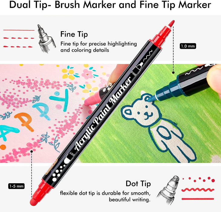 Acrylic Paint Dot Markers, Dual Tip-Set of 36 — Shuttle Art