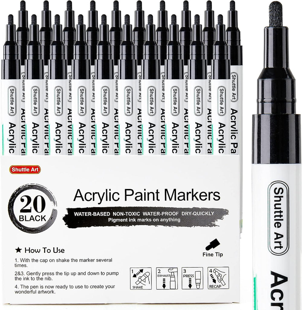 Shuttle Art shuttle art white paint pen, 20 pack fine tip acrylic