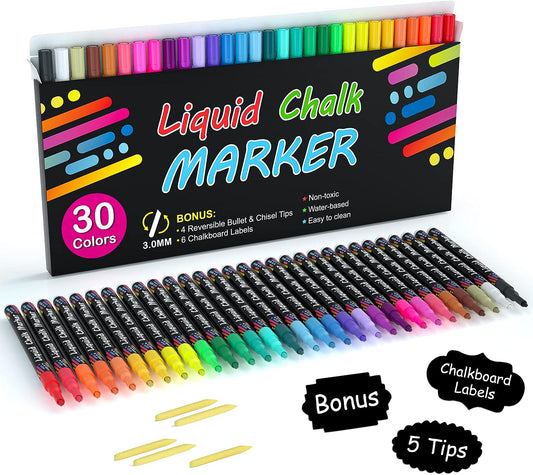 Liquid Chalk Markers - Set of 30