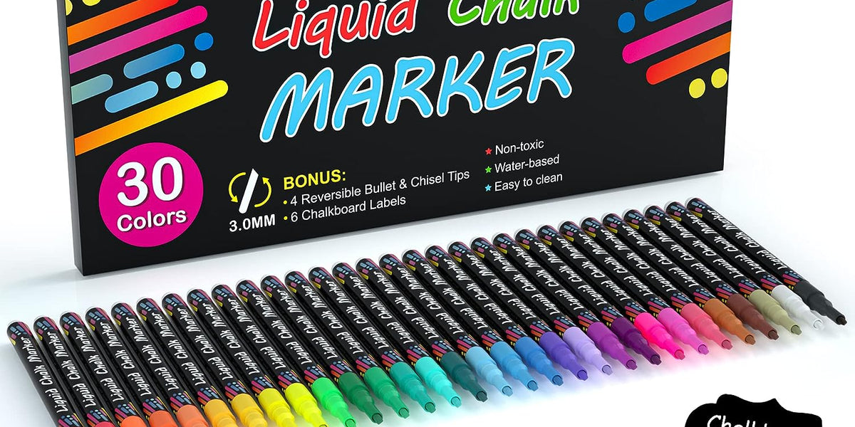 Liquid Chalk Markers for Chalkboard Metallic Colors Pens Dry Erase Window Markers with Reversible Tip for Blackboard, Whiteboard, Glass, Mirror, Menu