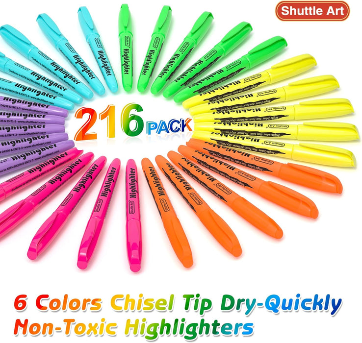 Highlighters Assorted Colors, 6 Colors - Set of 216