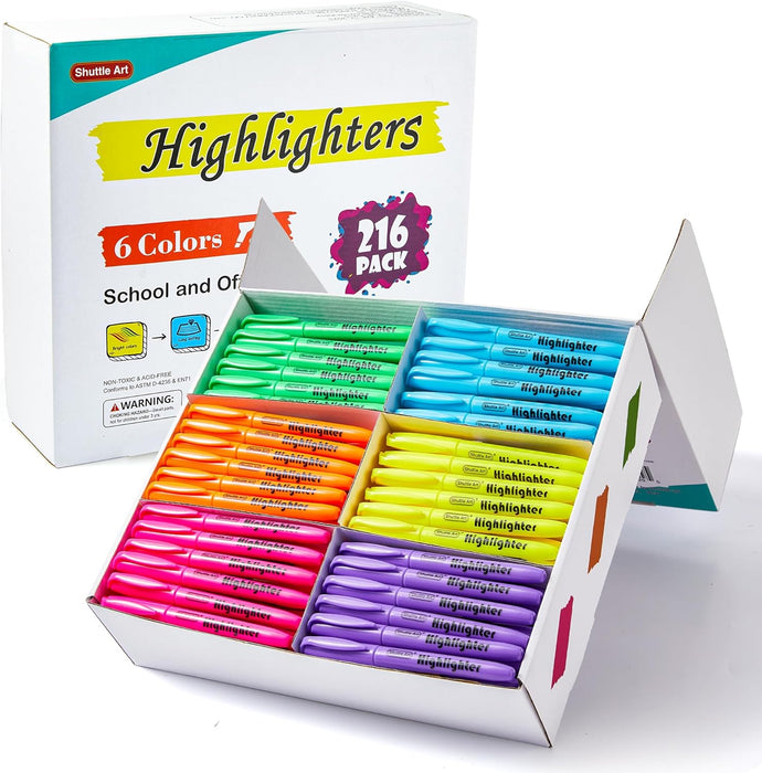 Highlighters Assorted Colors, 6 Colors - Set of 216