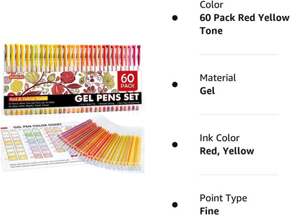 Red Yellow Gel Pens- Set of 30 with 30 Refills