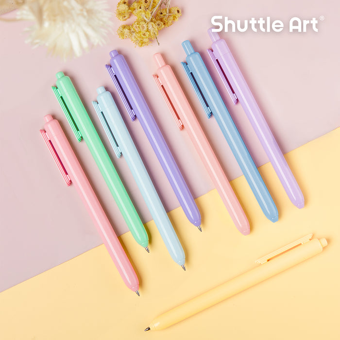 Retractable Gel Pens- Set of 8 Pastel Ink Colors