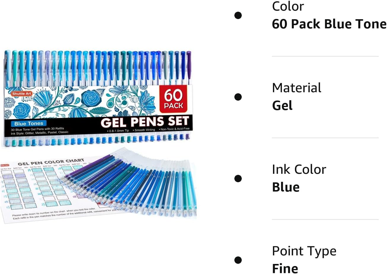 Blue Tone Gel Pens- Set of 30 with 30 Refills