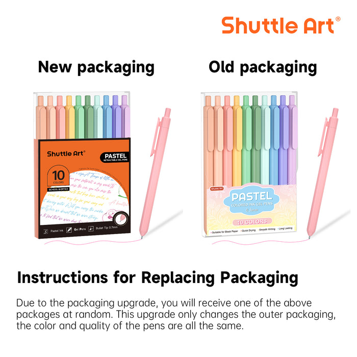 Retractable Gel Pens - Set of 10 Pastel Ink Colors