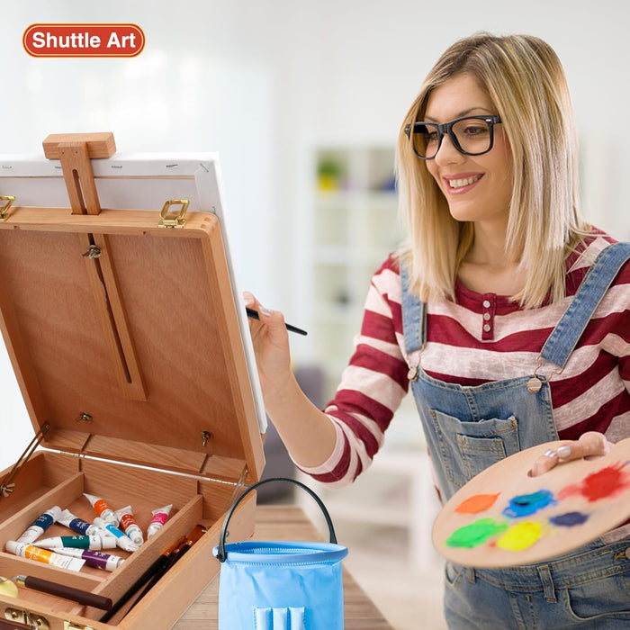 Easel with Canvas Set 78 Pcs Painting Supplies Kit with16Inch  Easels&11x14 Canvases(6 Easels+6 Canvases+60 Paint Brushes+6 Palettes)  Paint and Sip