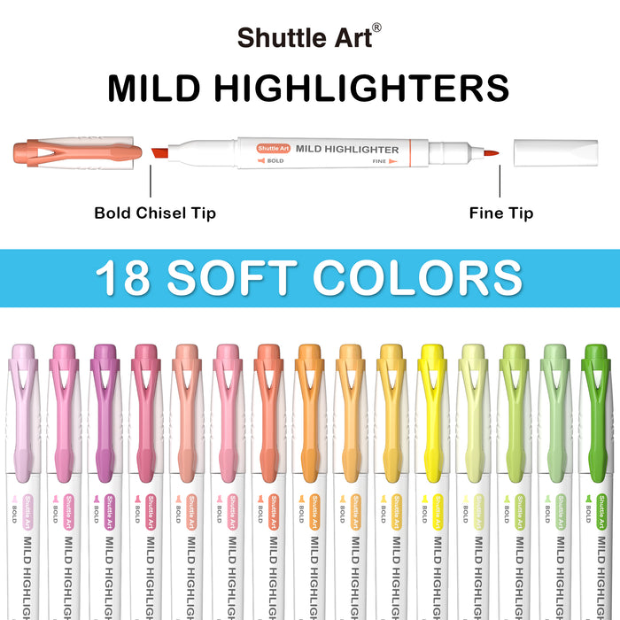 Pastel Highlighters, 18 Colors - Set of 18