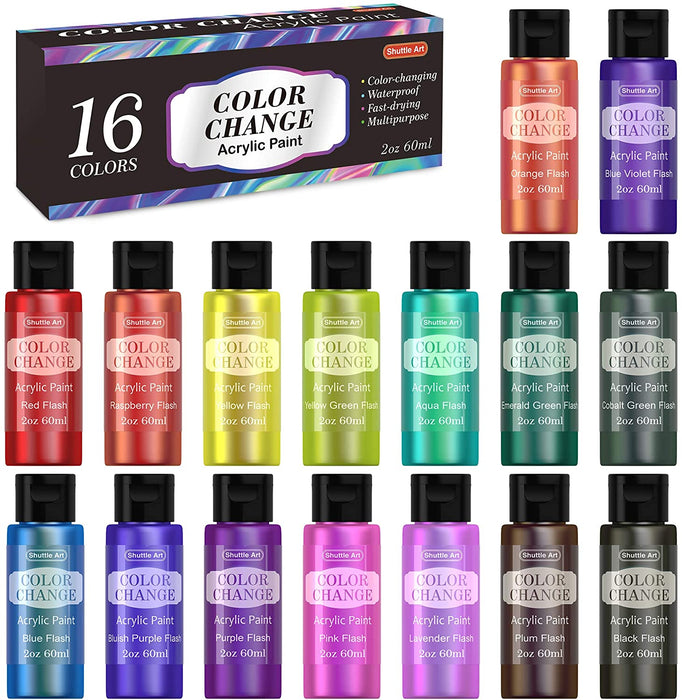 14 Shimmering Pearlescent Acrylic Paint Set - Quick-Drying, Non-Toxic - 2  fl oz