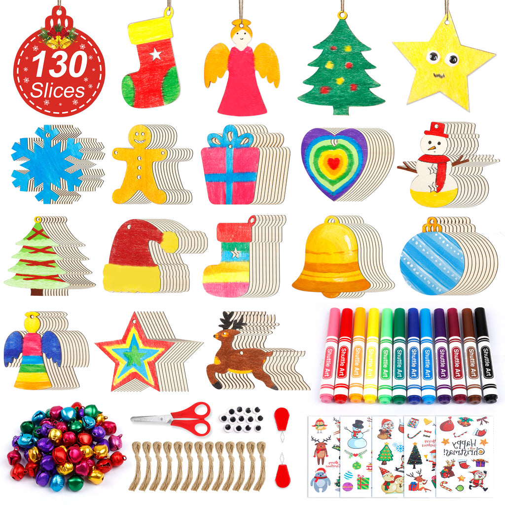 Christmas Ornament Coloring Kit, Christmas DIY Ornaments, Wooden Ornaments  to Paint, Kids DIY Ornaments, Kids Christmas Ornaments, DIY Kit