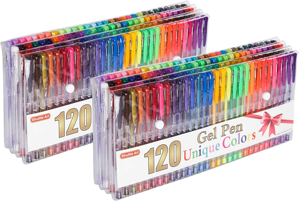 240 Colors Gel Pens Set, 40% More Ink Neon Glitter Coloring Pens