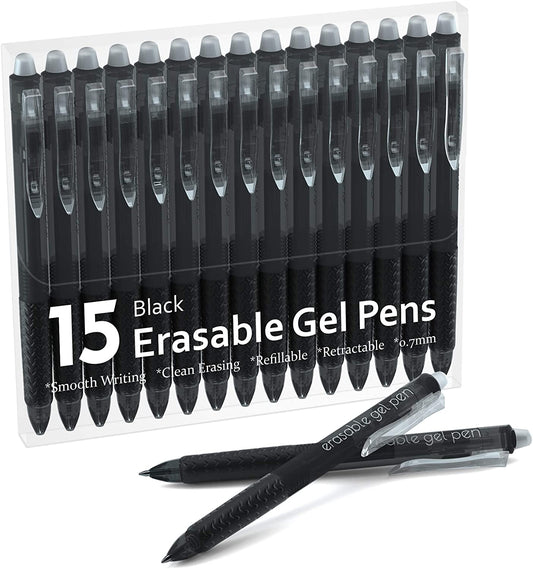 Black Erasable Gel Pens - Set of 15