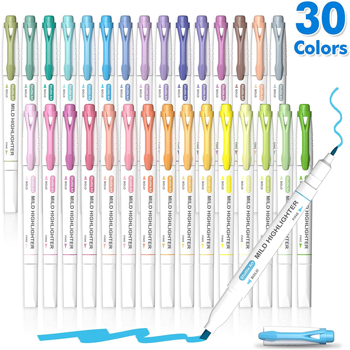 Highlighters 6 Colors Subtle Glitter Highlighter Markers, Pastel