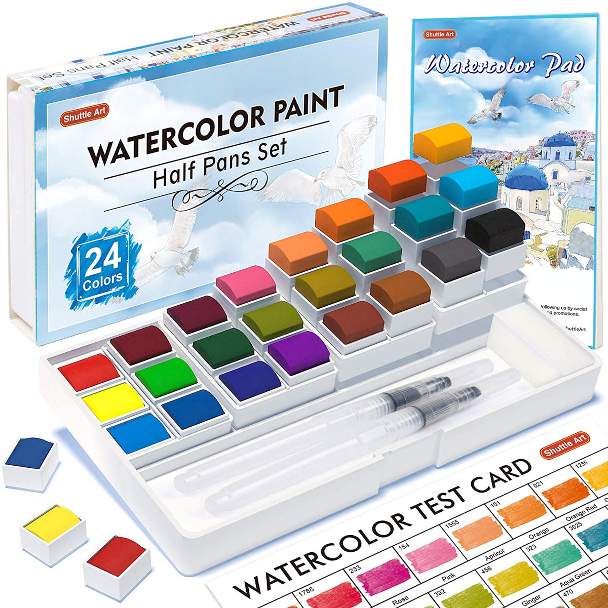 MAIKEDEPOT Watercolor Paint Set,30 Assorted Colors Painting Set Watercolor Sketching Kit with Water Brush Pens,24 Sheets Watercolor Papers,3 Online