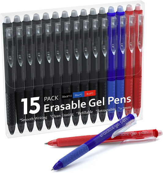 Black&Blue&Red Erasable Gel Pens - Set of 15