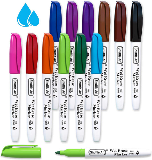 Wet Erase Markers, Fine Tip - Set of 12