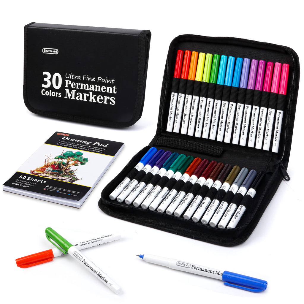 Shuttle Art 144 Pack Permanent Markers, Permanent Marker Assorted Colors,  12 Bright Colors Fine Point Permanent Markers For Kids and Adult Coloring  on
